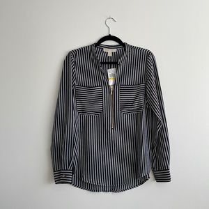 Michael Kors Woman’s Black and White Striped Long Sleeve Top Medium